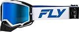 Fly Racing Zone Elite Snow Goggle (White/Blue W/Dark Blue Mirror/Polarized Smoke Lens)