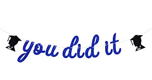 Blauer Glitzer "You did it" Banner - We are So Proud of You, Congrats Grad, 2021 Abschlussfeier Party Dekoration Zubehör Cover