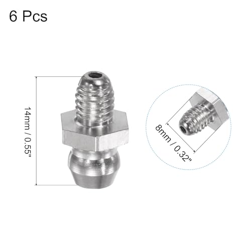 Image of uxcell 6Pcs Metric Stainless Steel Straight Grease Fitting M5 x 0.8mm Thread Hydraulic Grease Fitting Accessories