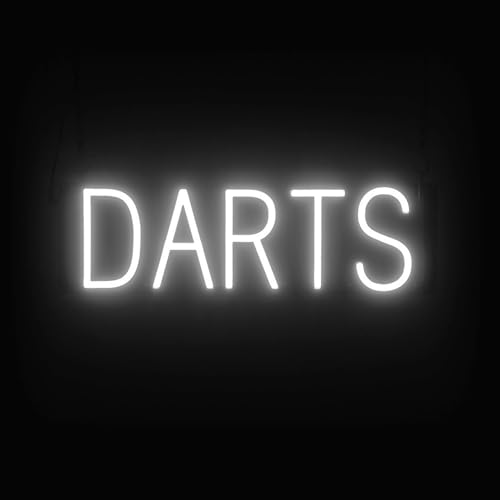 Image of SpellBrite LED Neon DARTS Sign for Business - White, 21 inch x 6 inch | Ultra-Bright Click-Together Signage for Bars & Restaurants, with Visibility from 500 ft - 8 Animations, 6 Brightness Levels