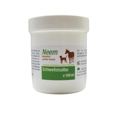 Neem Schwefelsalbe 100 ml/natürlich sanfter Schutz/enthält 10% mikrofeinen Schwefel für Haustier/Hunde Katzen/Pferde etc.