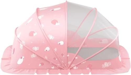 Riuuyyi ベビー用蚊帳 ベビーベッドかや 蚊よけ対策 虫よけ対策 添い寝ベッドの蚊帳 ワンタッチ式 折りたたみ ベビーベッドに収まる 通気性よい 全方位ガード 寝室 屋外 (ピンク/ヒツジ/遮光タイプ,M:120*60*65cm)