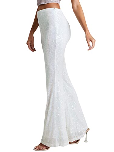 Sequin Pants for Women High Waist Bell Bottoms Wide Leg Palazzo Pants Night Club Sparkle Flared Trousers4