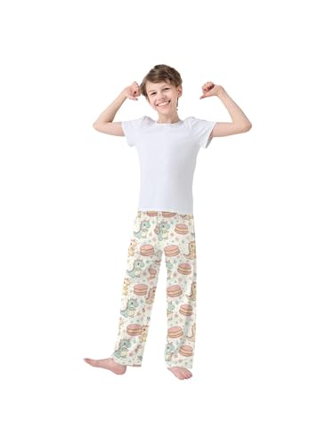 ZZKKO Cartoon Cute Dinosaur Macaron Boys Pants for Kids Jogger Pants with Pockets S3