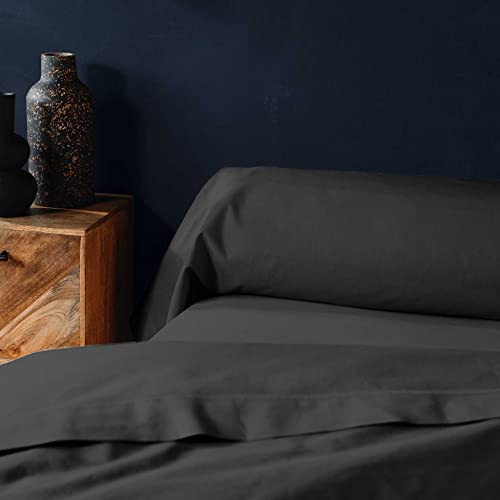 douceur d'intérieur, Bolster Pillow Case 85 x 185 cm Lina Black 100% Cotton - Image 2