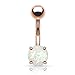 Fifth Cue 14G Opal Glitter Prong Set Rose Gold IP Over 316L Surgical Steel Belly Button Ring (Synthetic Opal) - White
