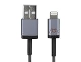 MOS Spring | Lightning Cable - Aluminum Heads, Steel Spring Relief & Exoskeleton Braided Jacket, Deep Grey, 3 ft.