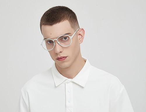 Image of VOOGLAM Stylish Aviator Blue Light Blocking Glasses for Men Women Anti Eyestrain UV Eyewear Ellasyn