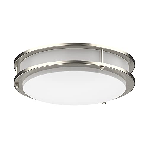 DYMOND LED Ceiling Light Fixture Flush Mount 4000K Natural Daylight Dimmable Surface Mount Brushed Nickel Ceiling Lamp for Kitchen, Hallway, Bathroom, Bedroom, Closet (12 Inch) by DYMOND - Used condition - US$17.64