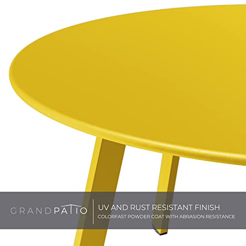 Grand Patio Round Steel Patio Coffee Table, Weather Resistant Outdoor Large Side Table, Yellow…