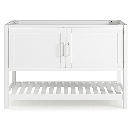 Image of Alaterre Furniture Bennet Bathroom Vanity Without Sink - 48 inch Freestanding Wood Vanity Cabinet with Soft-Close Shaker Doors - Wood Bathroom Sink Base Cabinet (White)