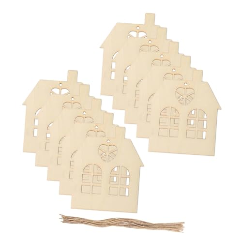 Levemolo Casitas de Madera con Cuerda Adornos Colgantes para Decoración DIY Fiestas Bodas y Hogar Suministros Creativos para Manualidades
