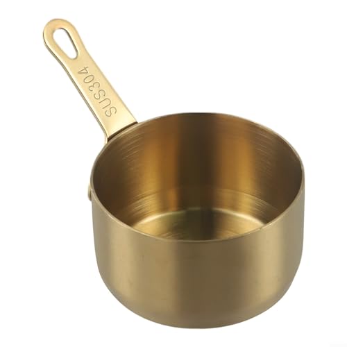 ZiStarlilife Mini olla de acero inoxidable, taza de salsa, olla de leche, calentador de mantequilla, sartén de salsa multifunción, para placas de inducción, gas y eléctricas, olla pequeña (dorado M)