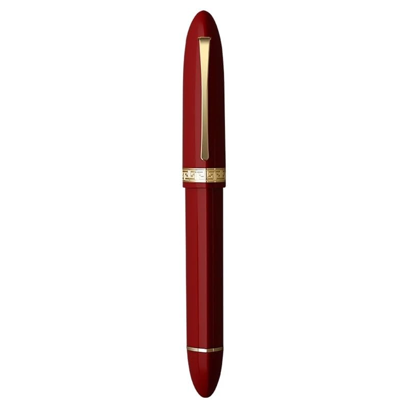 Füllfederhalter mit dreieckigem Kolben, Kunstharz, EF/F-Feder für Schreibwaren, Geschenk, Schule, Büro, Geschäft, Schreibwaren (rot-goldener Clip, EF-Feder)