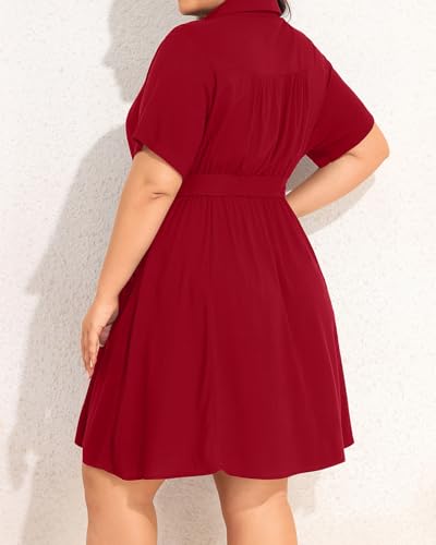 Image of Talisea Plus Size Summer Shirt Dress with Pockets for Women