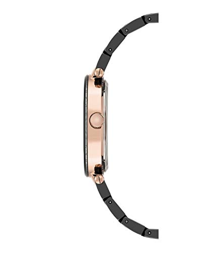 Anne Klein Women's Black Ceramic Bracelet Watch with Diamond Accent