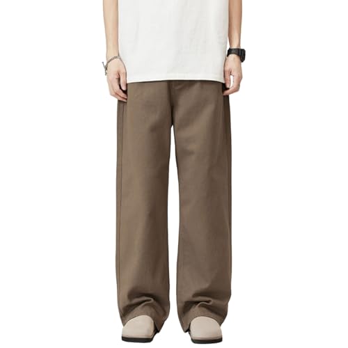 Herrenjeans, lockere Passform, lässiger Vintage Denim, Streetwear, Schlichte Modejeans, Kaffeebraun, Größe S