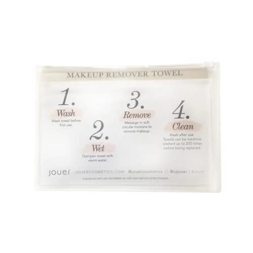 Jouer Microfiber Face Towel & Pouch - Microfiber Towel - Reusable Makeup Remover - Makeup Eraser Cloth - Wash, Wet, Remove, Clean - Paraben, Gluten & Cruelty Free - Vegan Friendly, White #TOP3