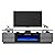 LUXOAK Modern Fireplace TV Stand with 36" Electric Fireplace, High Gloss Finish Media Console with Open Storage, LED Lights Entertainment Center for TVs Up to 80", Grey
