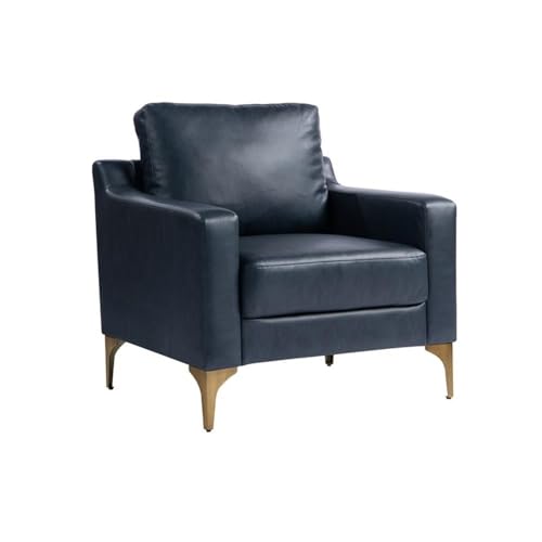 Sillón con tapizado azul marino y estructura sólida miniatura 3