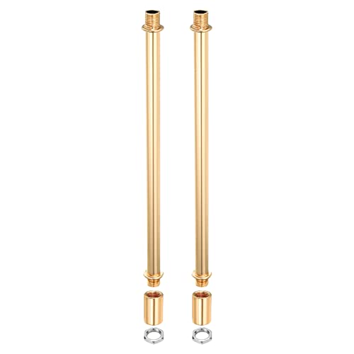 MECCANIXITY Lighting Downrod, 8 Inch Long M10 Threaded Extension Rod Lighting Fixtures for Pendant Light Island Lighting Chandeliers Fan, Gold Tone 2 Set