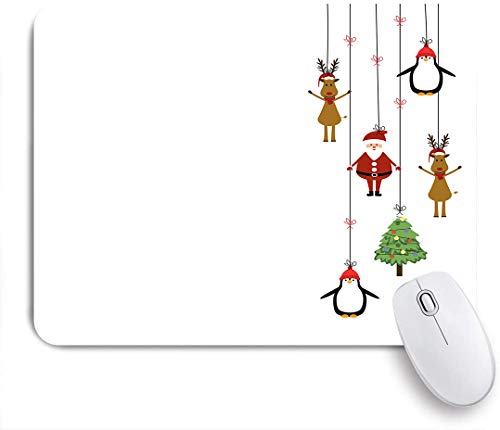 Preisvergleich Produktbild Dekoratives Gaming-Mauspad,Nette Weihnachtskarte mit Santa, Rentier und Pinguin background,Bürocomputer-Mausmatte mit rutschfester Gummibasis