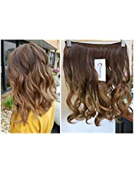 17 Inches 120grams Thick One Piece Half Head Wavy Curly Ombre Clip in Hair Extensions (Col. Chocolate brown/dark blonde) DL