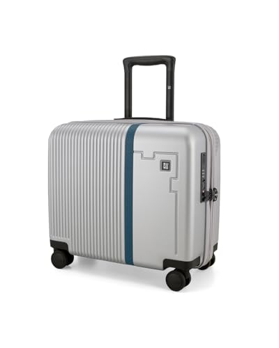 Image of EUME Overnighter 16 inch Luggage Trolley for Travel, Cabin Bag | Trolley Bag Small for Luggage | with Laptop Sleeve | 100% German Bayer Polycarbonate - Chrome Silver