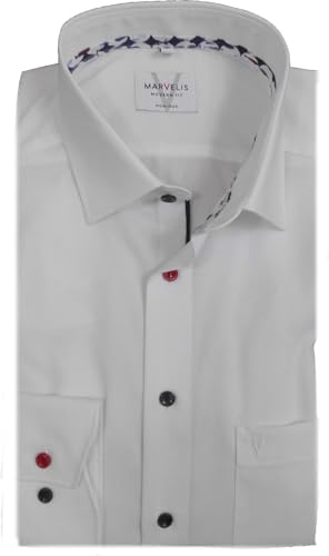 Hochwertiges Marvelis Comfort Fit Hemd In Der Farbe Weiss, Einfarbig - Foto 6