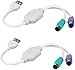 LUVMOXE USB to PS2 Adapter, USB to ps2 Keyboard and Mouse Interface Adapter Cable (2 Pack)