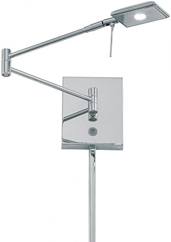 GEORGE KOVACS P4328-077 George's Reading Room LED Swing Arm Wall Lamp, 1-Light, 8 Total Watts, 6.25-in H x 13.75-in W, Chrome
