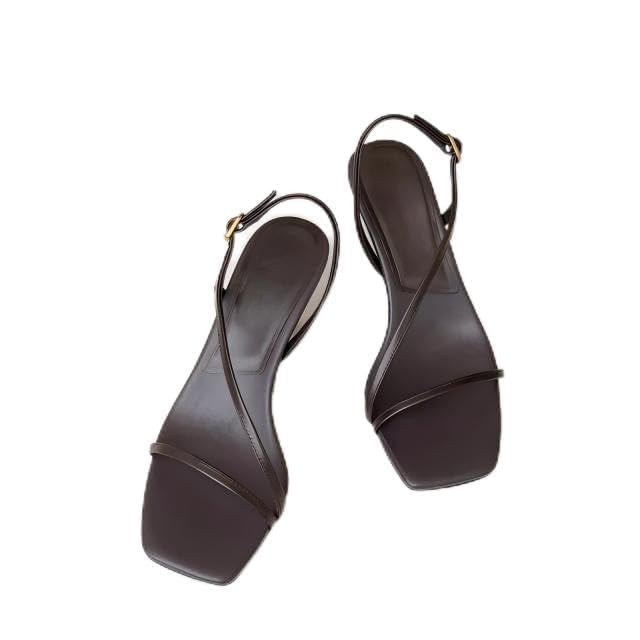 Vertundy Womens Slingback Strappy Kitten Heels Square Toe Low Stiletto Sandals