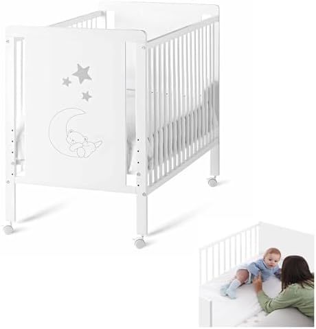 Cuna de Bebé Indi Estilo Nórdico Infantil 120x60 cm, Blanca y de ...