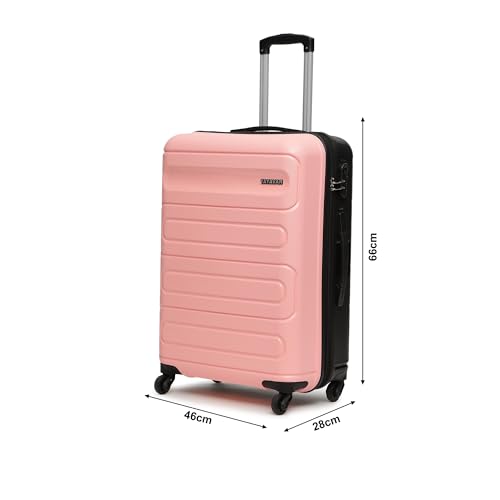 Image of Yayavar Tokyo Textured ABS Hard-Sided Suitcase Bag | Dual Color Trolley with 4 Spinner Wheels, Number Lock, Water Resistant | Luggage Bag for Travel