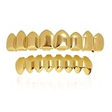Grillz グリルセット 18Kメッキ ゴールド グリルズ 口歯 取り外し可能 男女兼用 ヒップホップ ラッパー コスチューム ハロウィン パーティー 写真 ファンシードレス アクセサリー
