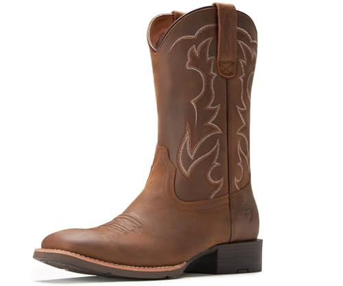 Cowboy Boots - Mens Sport Wide Square Toe Western Boot,Oil/Slip Resistant,Durable Fashionable Classic Pull on 10 Inch Wellington Boots - Main Image