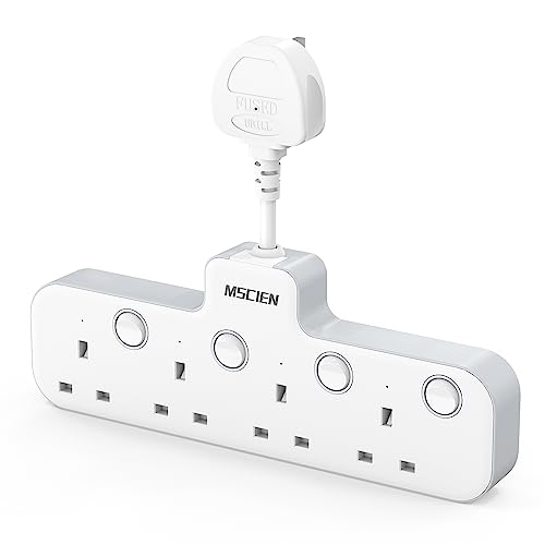 Mscien 4-Way Plug Extension Socket with Switches