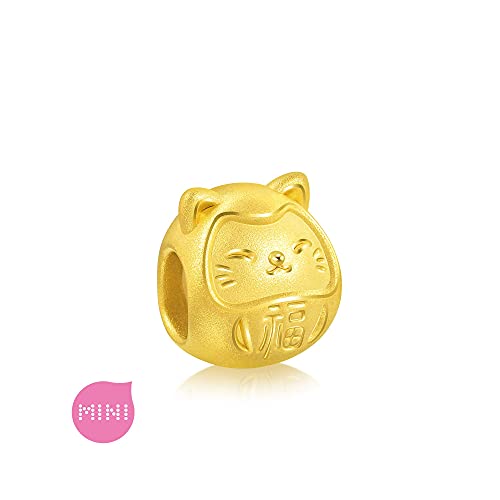CHOW SANG SANG 999 24K Solid Gold Lucky Cat Daruma Doll Mini Charm Bracelet for Women 92310C4
