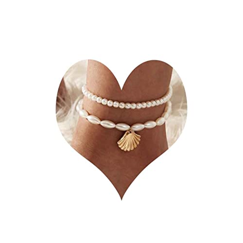 Sakytal Boho Pearl Anklet Layered Ankle Bracelets Beaded Scallop Pendant Foot Chain Jewelry For Women And Girls #TOP3