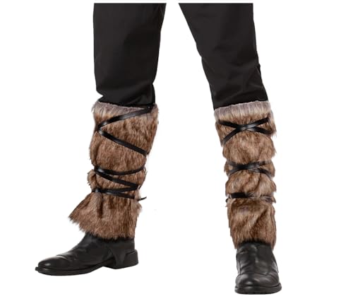 keland Calentadores Vikingos Calentadores Piernas Pelo Sintética Cosplay Accesorio para Mujeres Hombres (Marrón)