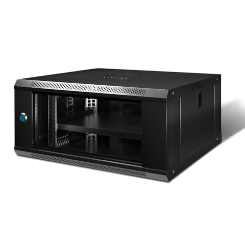 6U Wall Mount Server Cabinet Enclosure Lockable IT Network Rack Glass Door Black For Office And Server room Cabinet With A Lock