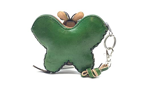 Vintage Genuine Leather 3D Animal Butterfly Coin Purse With Removable Wrist Strap (Green)2