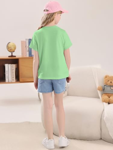Image of Girls Summer Short Sleeve T Shirts Kids Basic Tees Crewneck Tops 5-14 Years