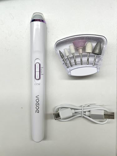 VOGOE Torno para Uñas Profesional, Lima Eléctrica Uñas Inalámbrica con Luz LED, Velocidad Ajustable & 2 Direcciones, Kit Manicura y Pedicura con 6 Brocas Torno Uñas Acrílicas & Gel, Morado ND310
