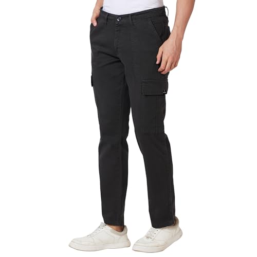Image of Spykar Men's Regular Fit Mid Rise Pants