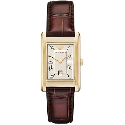 Emporio Armani Men's Rectangular Watch with Stainless Steel or Leather Band; Dress Watch for Men