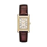 Emporio Armani Orologio da uomo rettangolare con cinturino in acciaio inossidabile o pelle, orologio elegante da uomo, Oro/Marrone, Gino