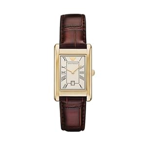 Emporio Armani Two-Hand Date Brown Leather Watch AR11665