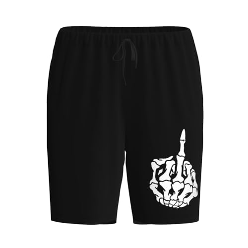 Skeleton Middle Finger Pajama Shorts for Men, Men's Pajama Bottoms, Sleepwear for Summer2