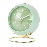 BYYLECL Piccola sveglia vintage con luce notturna, piccola sveglia a forma di sfera con supporto, senza ticchettio, decorativa, per comodino, scrivania, cucina, camera da letto, 9 x 10,5 cm